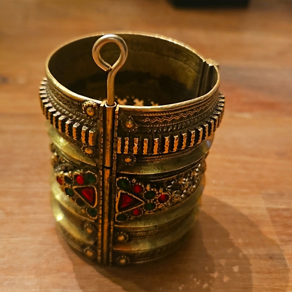 Beautiful Bronze Metal Bangle with colored stones